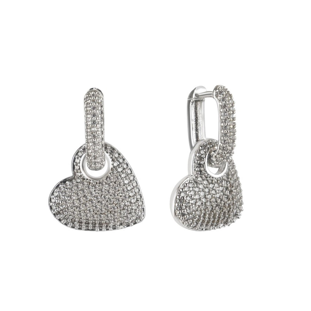 Heart Love Cubic Zirconia Silver Anti Tarnish Hoop Earring Women Bulk