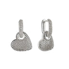 Heart Love Cubic Zirconia Silver Anti Tarnish Hoop Earring Women Bulk
