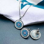 Evil Eye Baguette Silver Anti Tarnish Pendant Chain Earring Set Bulk
