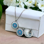 Evil Eye Baguette Silver Anti Tarnish Pendant Chain Earring Set Bulk