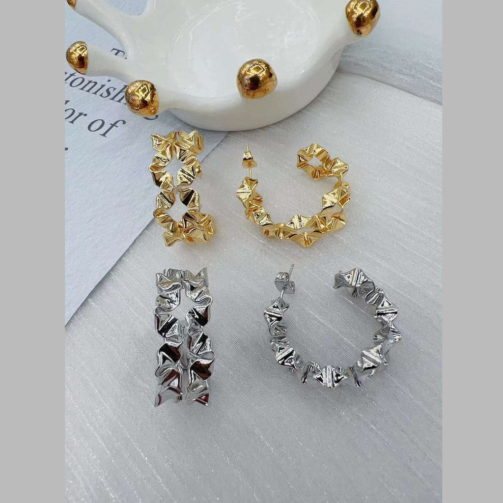 Flower Silver Plated Copper Hoop Earring Pair For Women Bulk