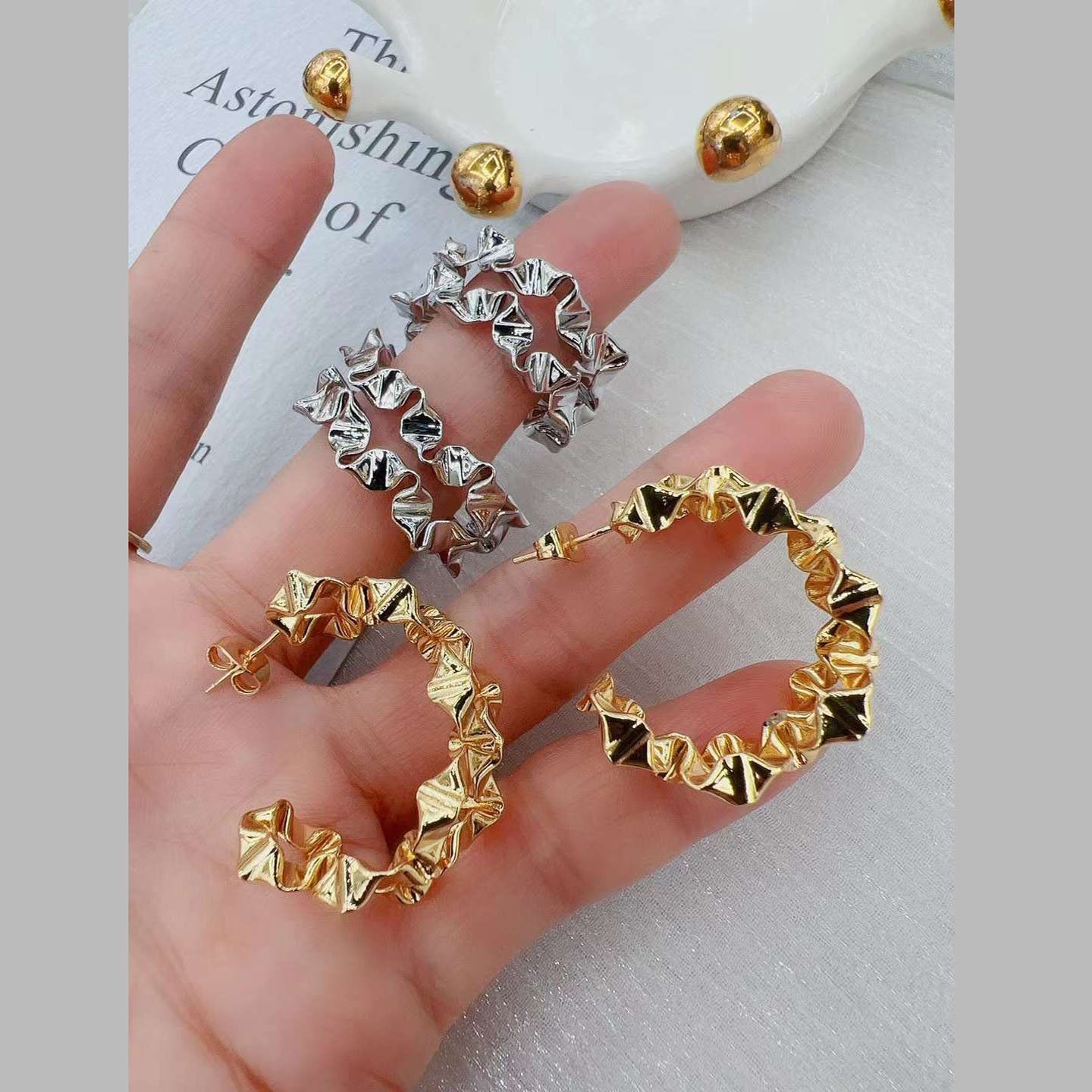 Flower Silver Plated Copper Hoop Earring Pair For Women Bulk