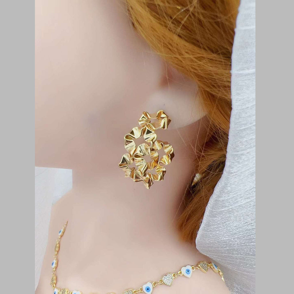 Flower Silver Plated Copper Hoop Earring Pair For Women Bulk