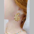 Flower Silver Plated Copper Hoop Earring Pair For Women Bulk