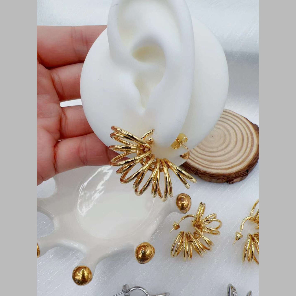 Wire Wrapped 18K Gold Plated Copper Hoop Earring Pair For Women Bulk