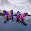 Butterfly Pink Blue Crystal Gold Stud Earring Pair For Women Bulk