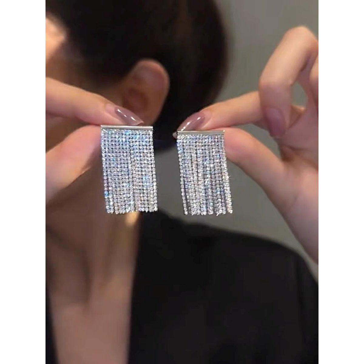 13 Tassels Cubic Zirconia Silver Anti Tarnish Earring For Women Bulk