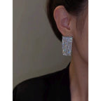 13 Tassels Cubic Zirconia Silver Anti Tarnish Earring For Women Bulk