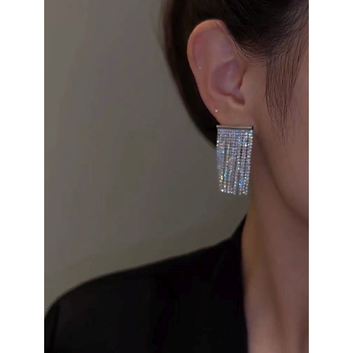 13 Tassels Cubic Zirconia Silver Anti Tarnish Earring For Women Bulk