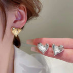 Heart Love Frosted Beaten 18K Gold Anti Tarnish Stud Earring Bulk