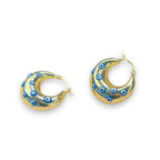 Evil Eye Sea Green Enamel 18K Gold Anti Tarnish Hoop Earring Bulk