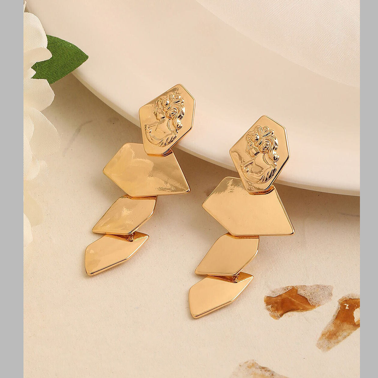 4 Layer Glossy 18K Gold Anti Tarnish Long Dangling Earring Women Bulk Main image