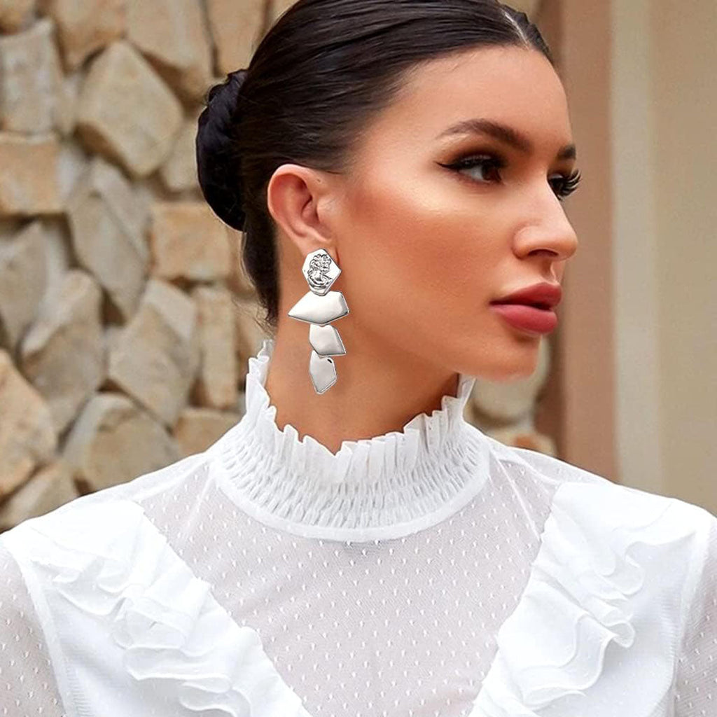 4 Layer Glossy 18K Gold Anti Tarnish Long Dangling Earring Women Bulk