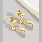 Twisted Waves Glossy 18K Gold Anti Tarnish Long Dangling Earring Bulk