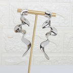 Twisted Waves Glossy 18K Gold Anti Tarnish Long Dangling Earring Bulk