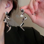 Twisted Waves Glossy 18K Gold Anti Tarnish Long Dangling Earring Bulk