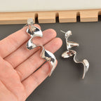 Twisted Waves Glossy 18K Gold Anti Tarnish Long Dangling Earring Bulk