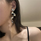 Twisted Waves Glossy 18K Gold Anti Tarnish Long Dangling Earring Bulk