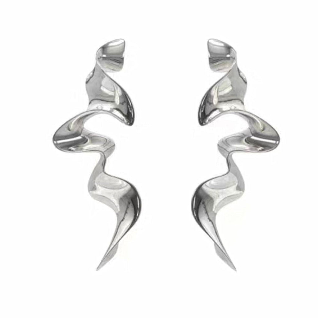 Twisted Waves Glossy 18K Gold Anti Tarnish Long Dangling Earring Bulk