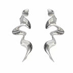Twisted Waves Glossy 18K Gold Anti Tarnish Long Dangling Earring Bulk