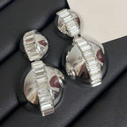 Baguette CZ Double Glossy Ball Gold Anti Tarnish Dangling Earring Bulk