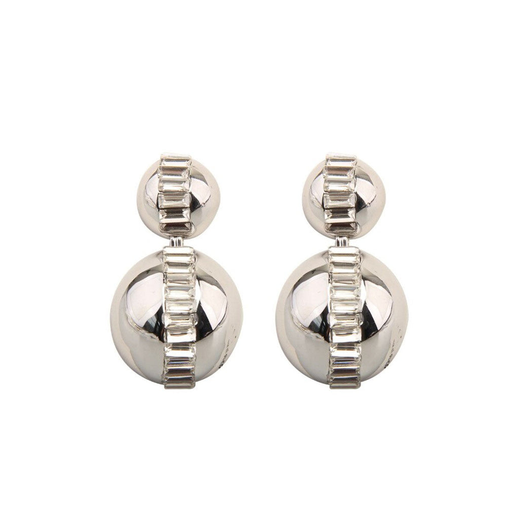 Baguette CZ Double Glossy Ball Gold Anti Tarnish Dangling Earring Bulk
