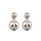 Baguette CZ Double Glossy Ball Gold Anti Tarnish Dangling Earring Bulk
