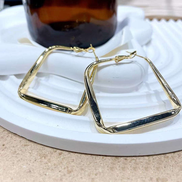 Large Square 18K Gold Anti Tarnish Hoop Earrings For Women Bulk Main image