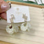 Shell Pearl Leaves Baguette 925 Back Post Anti Tarnish Dangling Earring For Women