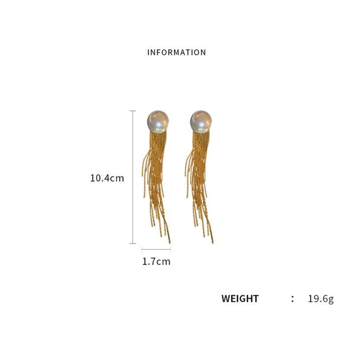 Large Pearl 18K Gold Anti Tarnish Tassel Earring For Women Bulk