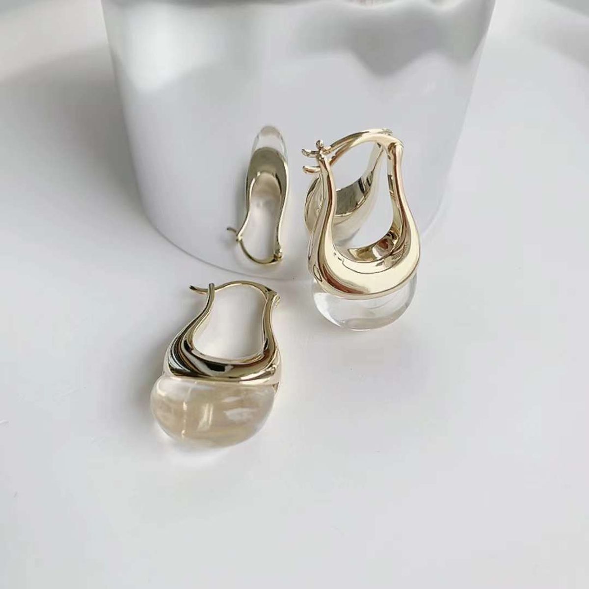 Glass Resin 18K Gold Anti Tarnish Long Dangling Earring For Women Main image