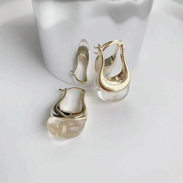 Glass Resin 18K Gold Anti Tarnish Long Dangling Earring For Women Main image