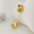 Triple Cylinder 18K Gold Anti Tarnish Hoop Earring For Women Bulk