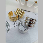 Triple Cylinder 18K Gold Anti Tarnish Hoop Earring For Women Bulk