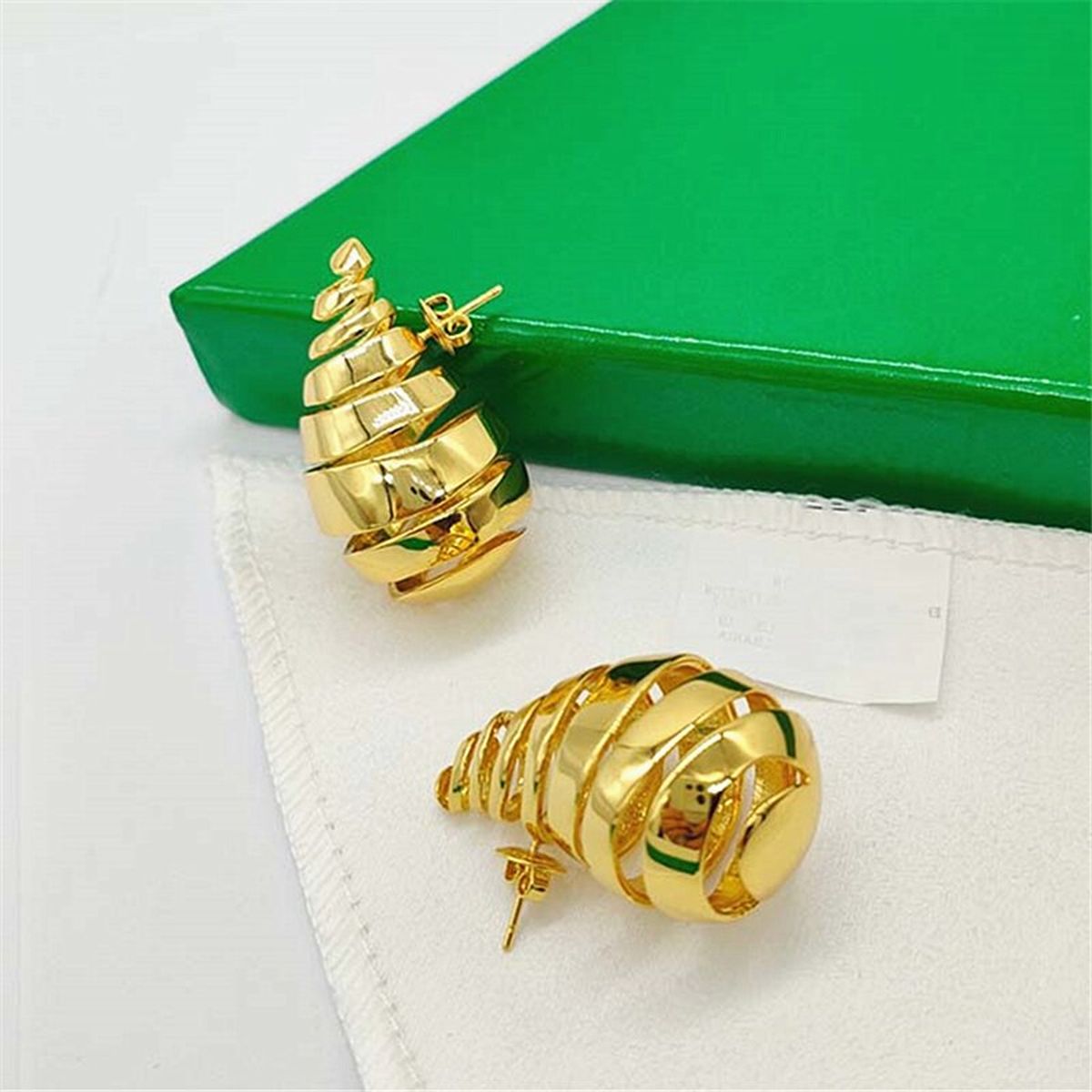 Bottega Paisley Snail Layered 18K Gold Anti Tarnish Stud Earrings Bulk Main image