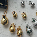 Bottega Paisley Snail Layered 18K Gold Anti Tarnish Stud Earrings Bulk