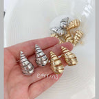 Bottega Paisley Snail Layered 18K Gold Anti Tarnish Stud Earrings Bulk