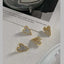 Heart Love Hand Painted Mother Of Pearl 18K Gold 925 Post Stud Earring For Women