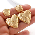 Heart Love Star Frosted Finish 14K Matte Gold 925 Silver Back Post Dangling Earring for Women