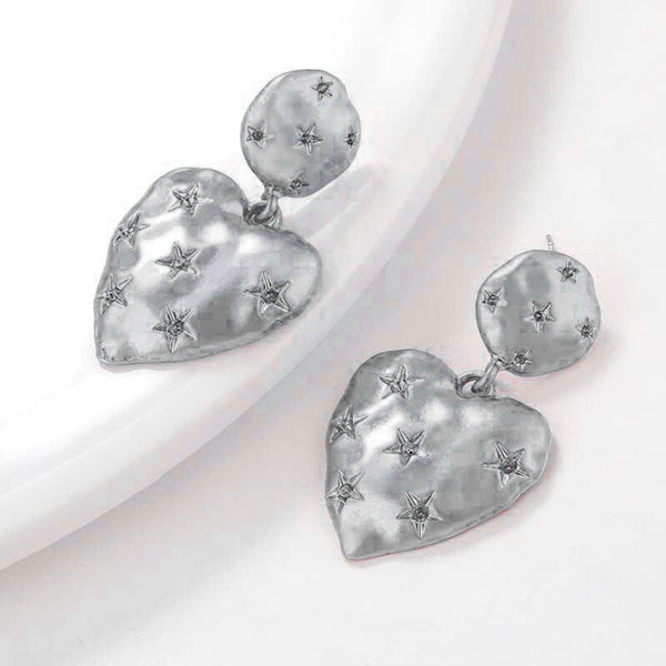 Heart Love Star Frosted Finish 14K Matte Gold 925 Silver Back Post Dangling Earring for Women Secondary image