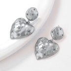 Heart Love Star Frosted Finish 14K Matte Gold 925 Silver Back Post Dangling Earring for Women
