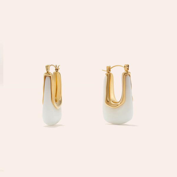 White Resin 18K Gold Anti Tarnish Hoop Earring For Women Bulk Main image