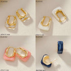 White Resin 18K Gold Anti Tarnish Hoop Earring For Women Bulk