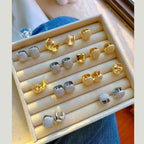 Square Twin Side Pave Set CZ 18K Gold Anti Tarnish Stud Earring Bulk