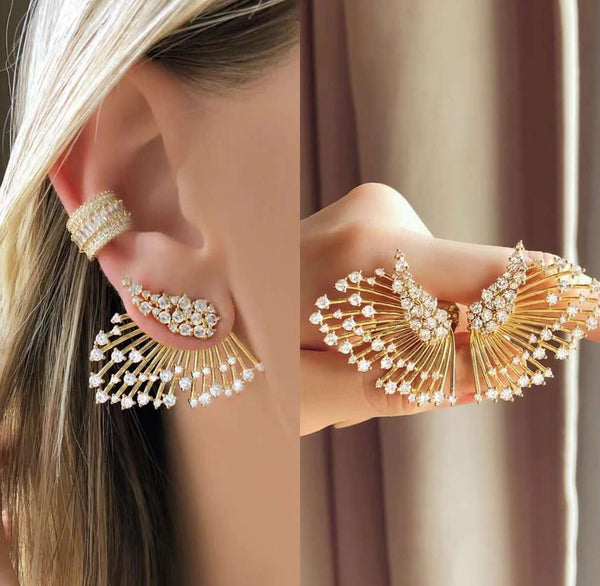 Star Burst Cubic Zirconia 18K Gold Anti Tarnish Stud Earring Bulk Main image