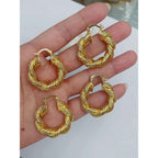 Twisted Braided 18K Gold Anti Tarnish Hoop Earring For Women Bulk