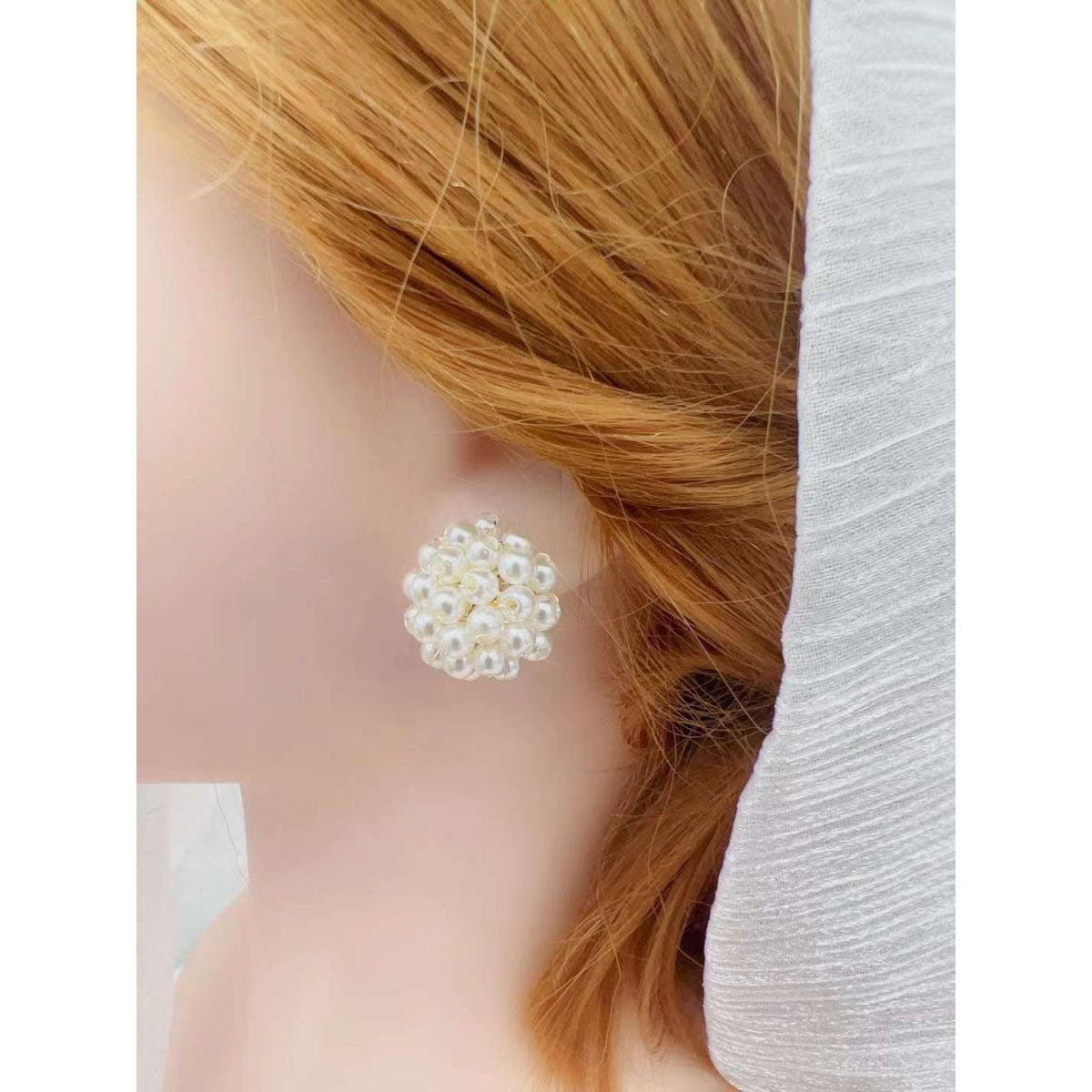 Cluster Natural Pearl 18K Gold Anti Tarnish Stud Earring Women Bulk
