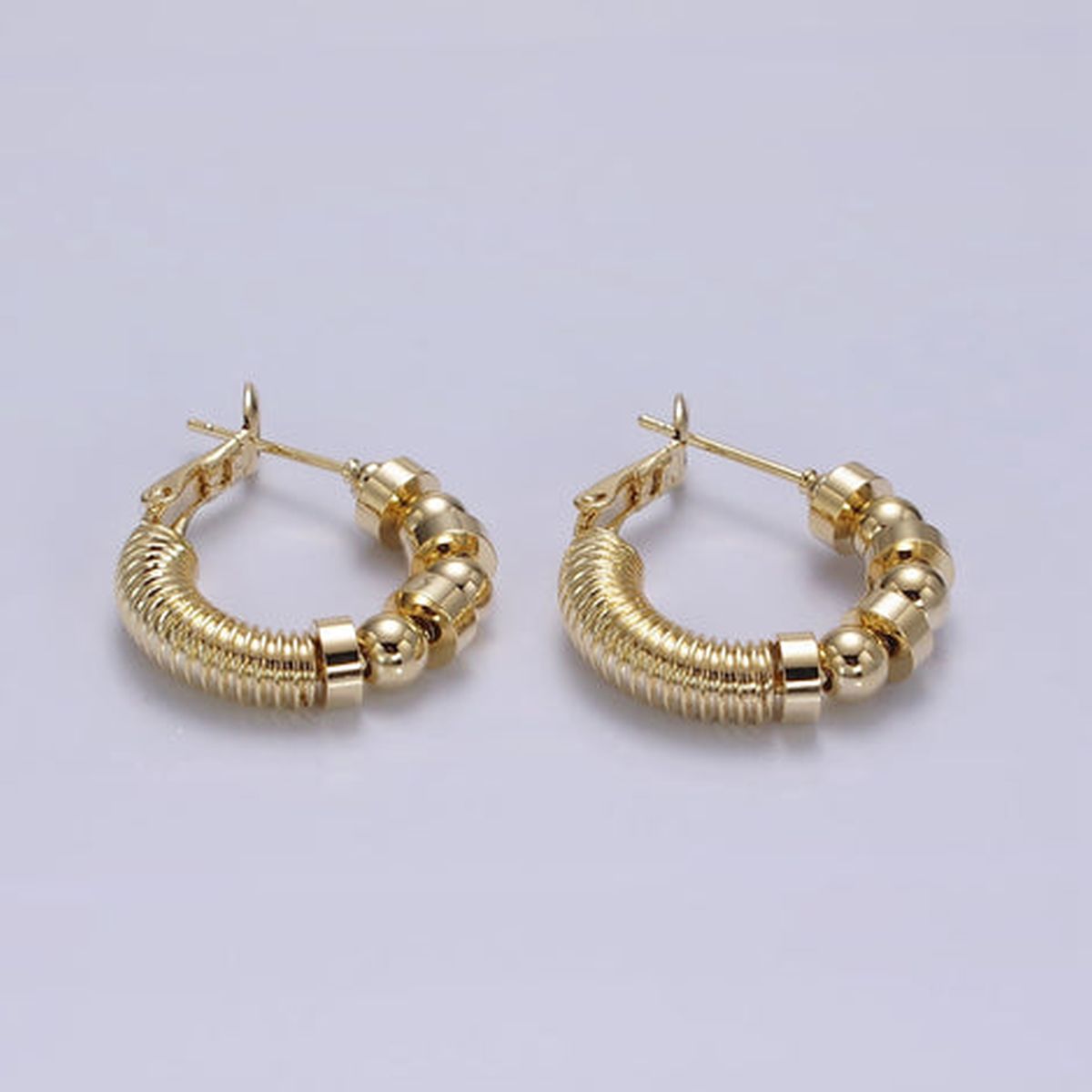 Wire Ball 18K Gold Anti Tarnish Hoop Earring For Women Bulk Secondary image