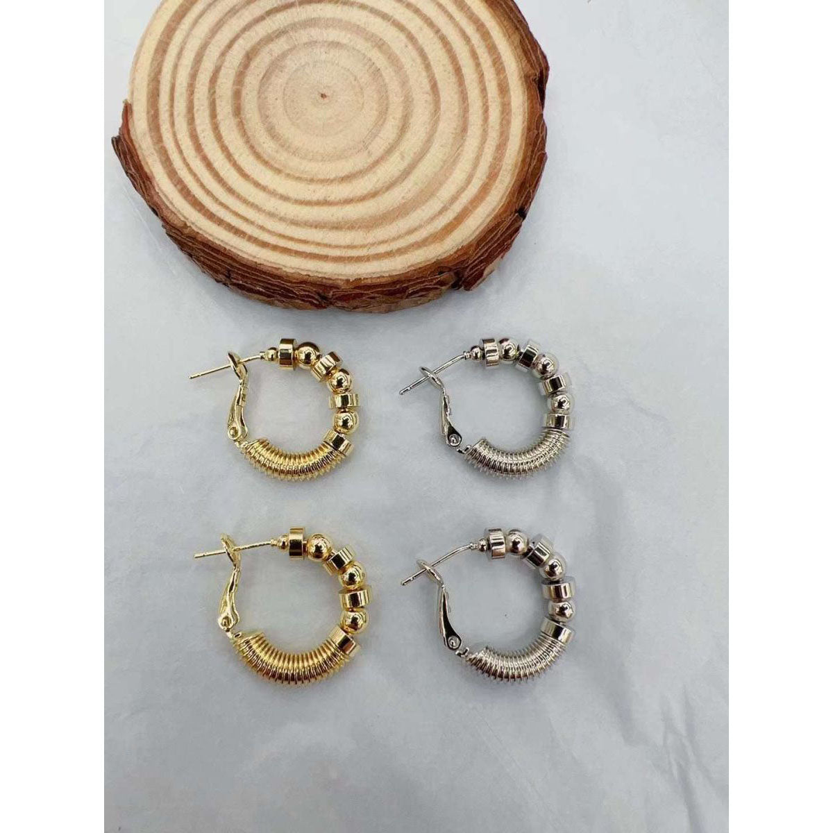 Wire Ball 18K Gold Anti Tarnish Hoop Earring For Women Bulk
