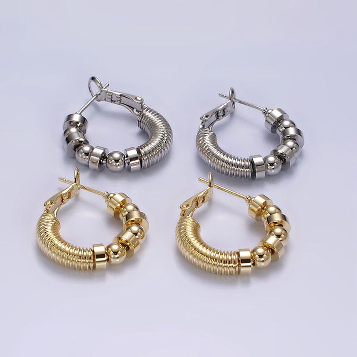 Wire Ball 18K Gold Anti Tarnish Hoop Earring For Women Bulk